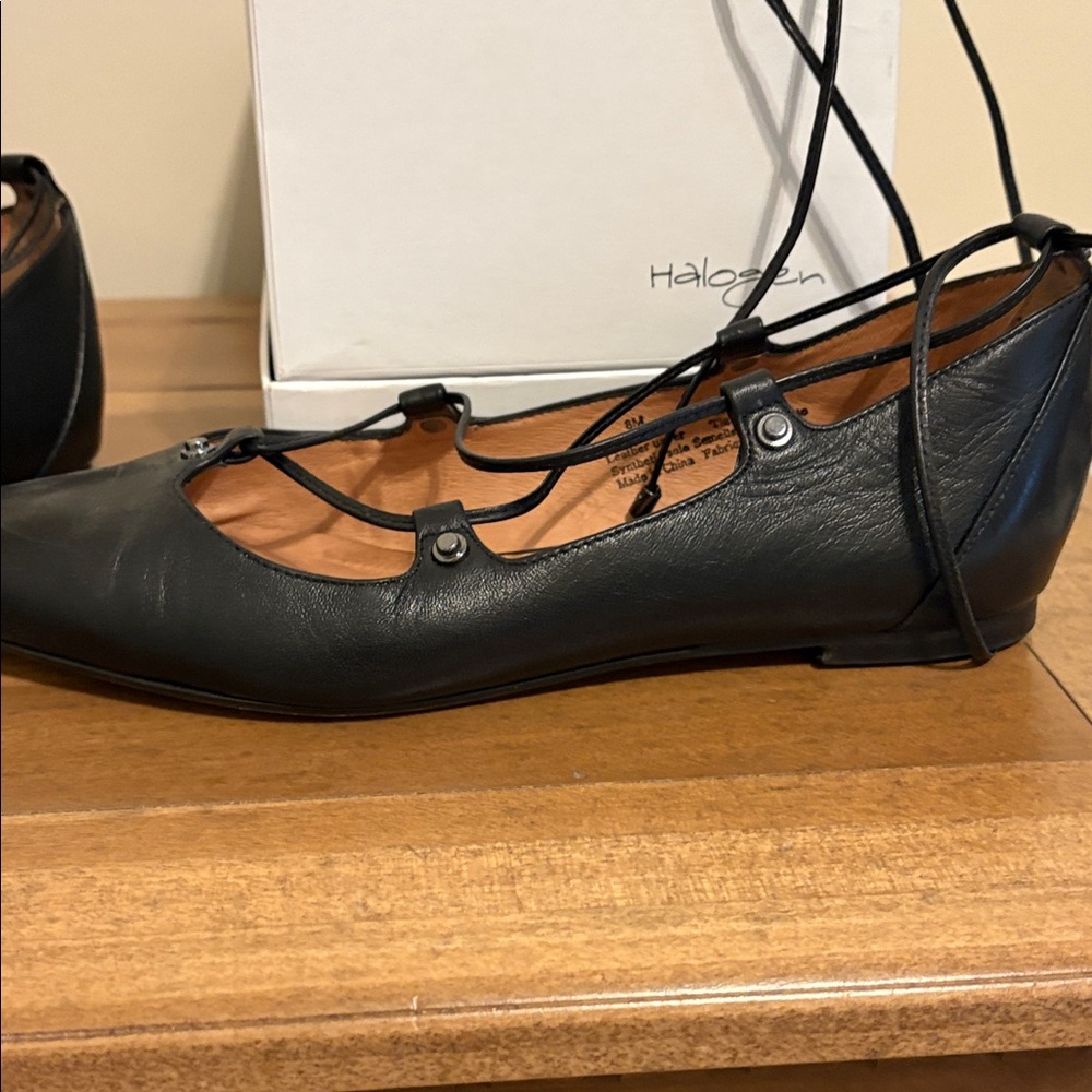 Halogen Women's Black Lace-Up Flats - Picture 2 of 9
